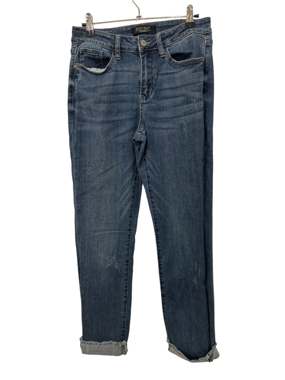 Judy Blue Los Angeles boyfriend fit jeans with a dark wash, distressed size 5/27